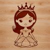 A royal female character in a traditional princess costume, suitable for clip art designs.
