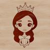 A young female character in a royal gown, suitable for digital design and craft projects.