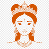 A royalty-inspired female character in a medieval-style dress.