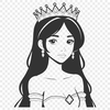 Young Princess SVG Art An illustration of a young female princess with regal attire.