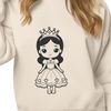 A young female princess with a crown and elegant attire.