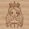 Royalty-inspired Princess Vector Graphic A royalty-themed illustration of a young female figure in traditional princess attire, created as a vector graphic.