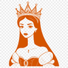 A female royalty character in a regal pose, suitable for vector graphics and cutting machine designs.