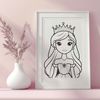 A young female figure dressed in royal attire, suitable for vector design and cutting machine projects.
