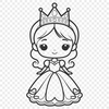 A stylized illustration of a young female princess in a royal setting.