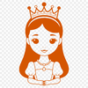 Digital Princess SVG Design A digital illustration of a young female princess in a royal setting.
