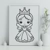 Female princess character designed as vector art for cutting machine stencils.