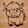 Vector Illustration of a Beautiful Highland Cow A single Highland Cow standing in a field on a farm, illustrated in vector format.