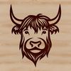 Beautiful SVG Cow Graphic Design A cow's head facing forward with simple lines and shapes.