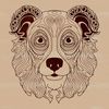 Loyal Australian Shepherd Silhouette An ornate vector drawing of a loyal Australian Shepherd animal in profile.
