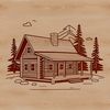 Geometric Cabin Design for Vector Graphics A simple cabin design made from geometric shapes and lines, suitable for vector graphics.
