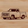 A detailed illustration of a pickup truck in vector format, suitable for graphic design and digital printing.