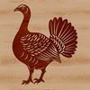 Domesticated Bird Graphic Design A graphic illustration of a domesticated turkey in a farm setting.