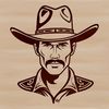 A graphic representation of a rugged cowboy character designed as a scalable SVG file.