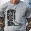 Intricately Stitched Cowboy Boots A pair of classic cowboy boots with intricate stitching and a rugged sole.