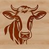 A Cow's Face Illustration A high-quality digital illustration of a cow's head, suitable for vector graphic design and cutting machine projects.