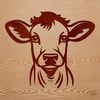 Vector Head Shot of a Cow Close-up illustration of a cow's head with a brown coat and distinctive horns, suitable for vector art designs.