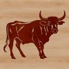A detailed illustration of a cow in a farm setting.