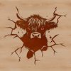 Beautiful Scottish Cattle Illustration A highland cow standing proudly with its distinctive head and shaggy coat, suitable for various designs and crafts.