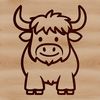 Beautiful Highland Cow Vector Design A standing Highland Cow in a rural landscape setting.