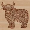 Rugged Scottish Highlands Cattle A standing Highland Cow with distinctive horns.