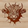 Beautiful Highland Cow Head Design A highland cow's head with rugged features, suitable for farm-themed designs.