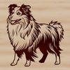 Vector Design of a Standing Shetland Dog A standing Shetland sheepdog, depicted as a vector graphic for digital design and printing.