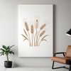 A simple vector illustration of a single stalk of wheat in a minimalist style.