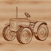 Rustic Tractor Vector Art Design A high-quality digital illustration of a farm tractor, suitable for vector art and design projects.