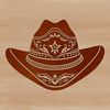 Classic Western Cowboy Hat Vector A classic Western-style cowboy hat with a wide brim and indented crown, suitable for vector art designs.
