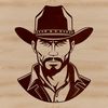 A stylized illustration of a cowboy in a classic pose, suitable for cutting machine projects and vector designs.