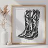 Handmade Boot Design A pair of classic cowboy boots with intricate stitching and buckles, designed as vector art.