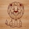 Vector Graphic Lion Portrait A sitting lion with a majestic mane, depicted as a vector graphic in a clean design.