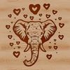 Elephant Love Heart Vector Image A detailed illustration of a majestic elephant's head with heart shapes surrounding its features.
