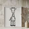 Playful Giraffe Illustration A cartoon illustration of a giraffe in a savannah environment.