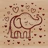 Elephant in Love Illustration A stylized illustration of a standing elephant with love hearts incorporated into its design.