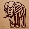 SVG illustration of a standing African elephant in a natural habitat.
