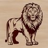 Wildlife Illustration of a Standing Lion A large, majestic lion standing on its hind legs, a classic illustration of a big cat animal.