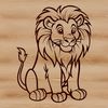 Fierce Savannah King A sitting lion, a large wild animal commonly found in safari environments.