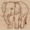 A standing elephant with a large body and long tusks, suitable for vector design projects.