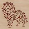 A standing lion with ornate details, suitable for vector art designs.