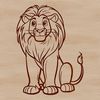A majestic lion sitting on its haunches, depicted in vector art style.