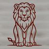 Fierce Wild Lion Silhouette A large lion standing upright on its hind legs, depicted in bold lines.