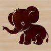 Safari Animal Illustration - Standing Elephant A detailed illustration of a standing elephant with its trunk curled and tusks visible.