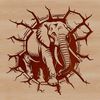 A large African elephant standing with its trunk raised, suitable for use as clip art in vector designs.