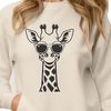 Colorful Giraffe in Shades A colorful illustration of a giraffe wearing trendy sunglasses, depicted in a digital vector format.
