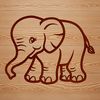 A standing elephant in a naturalistic pose, suitable for vector art designs.
