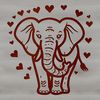 Heartfelt Elephant Illustration An illustration of an elephant featuring heart patterns in a vector design style.