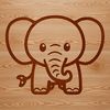 A simple line drawing of a standing elephant, suitable for vector graphics and digital designs.