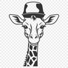 Giraffe Silhouette with Hat An illustration of a giraffe wearing a hat, suitable for crafting or design projects.
